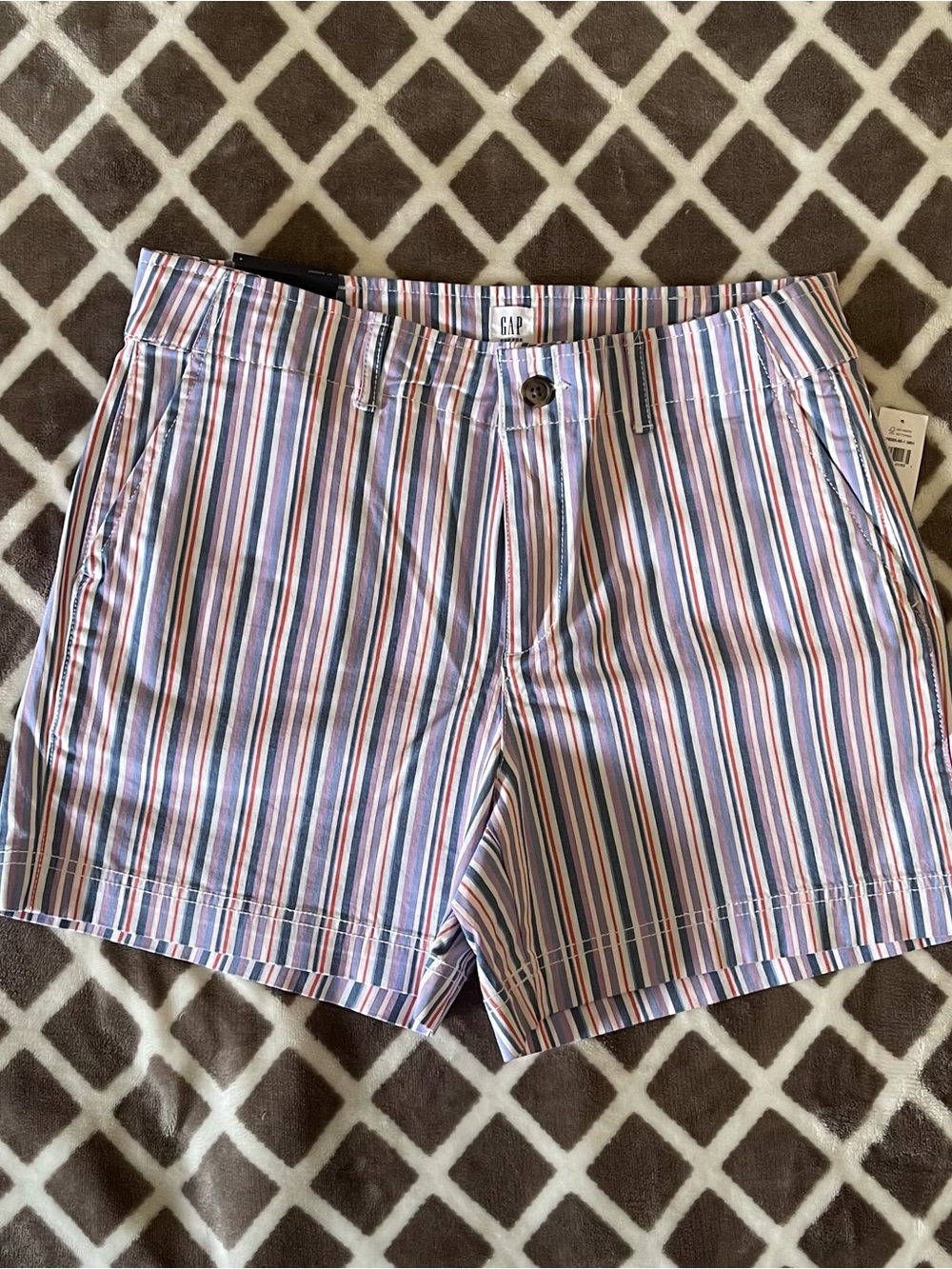 GAP Blue & Pink Striped Flat Front Shorts